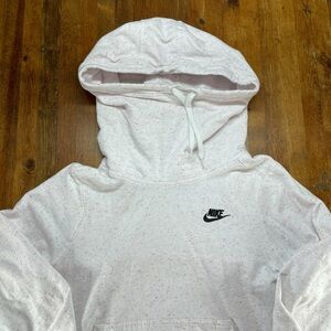 white Nike Sportswear Club Fleece funnel-neck hoodie with confetti-like speckle